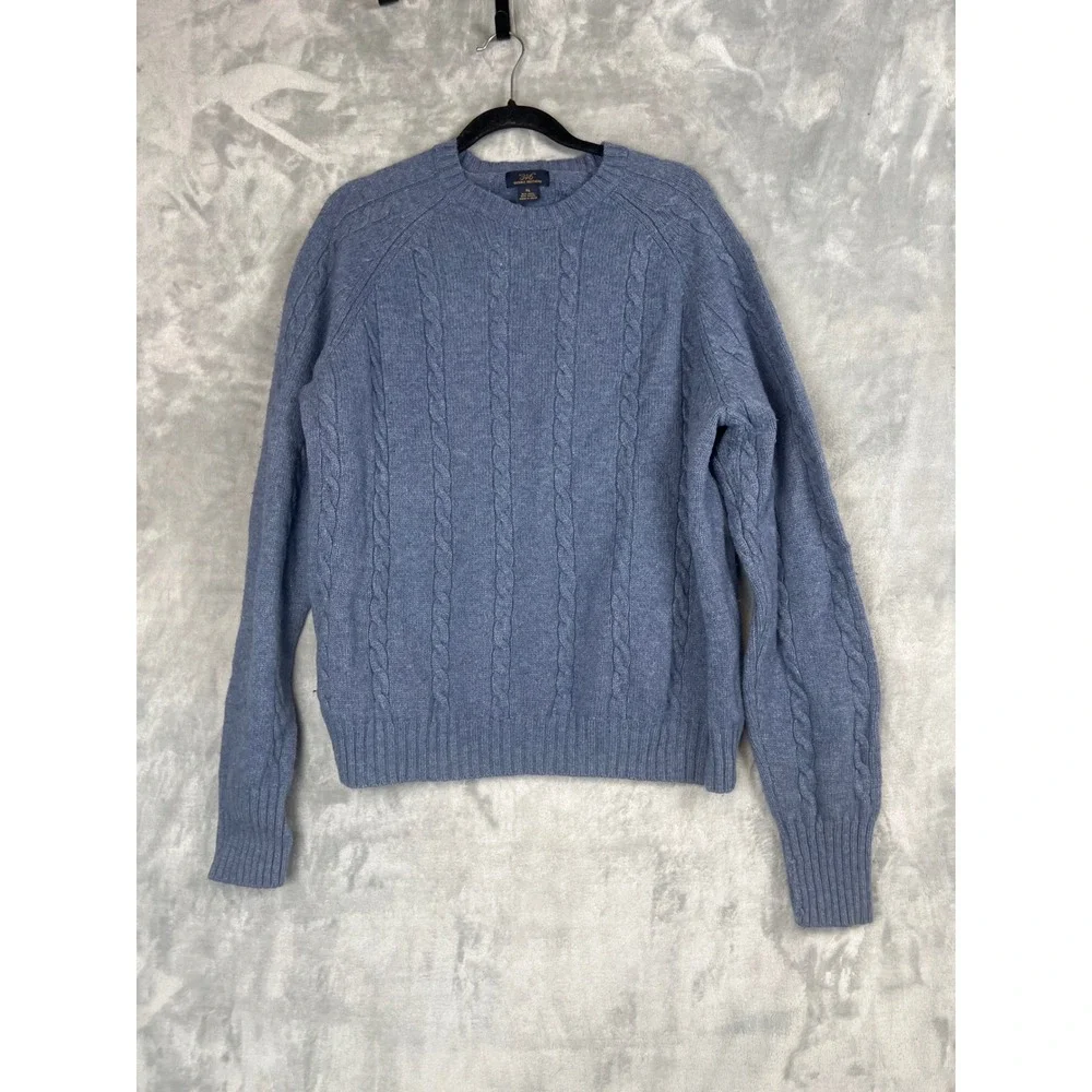 Brooks Brothers 346‎ Mens Cable Knit Sweater Blue Wool Nylon Blend Size XL